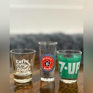 Caffe D'Arte 7-UP Buddy Beer Shot Glass Set of 3 Vintage Tall Short Barware